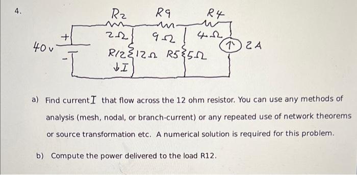 a) Find current I that flow across the 12 ohm | Chegg.com