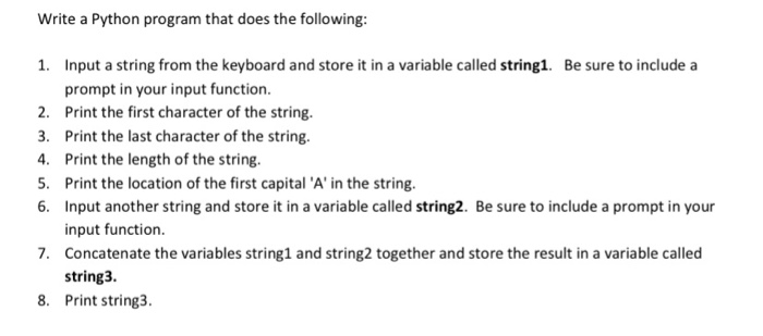 Solved Write a Python program that does the following: 1. | Chegg.com