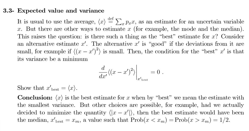 Solved Expected Value And Variance It Is Usual To Use The | Chegg.com