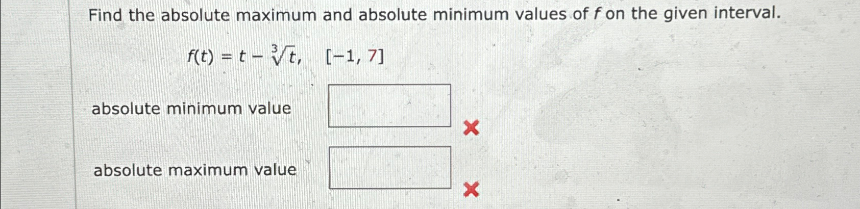 Solved Find the absolute maximum and absolute minimum values | Chegg.com