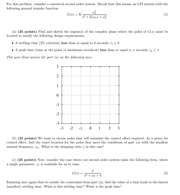 Solved For this problem, consider a canonical second order | Chegg.com