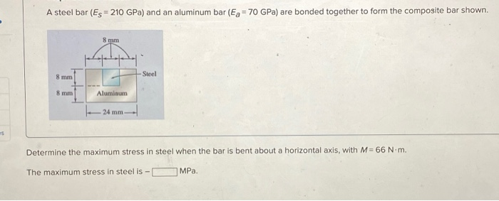 Solved A Steel Bar (Es = 210 GPa) And An Aluminum Bar (Ea = | Chegg.com