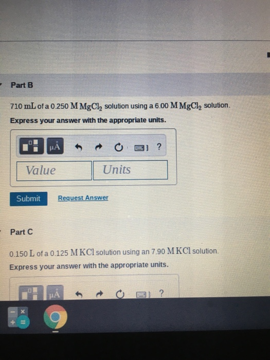 Solved Part B 710 Ml Of A 0 250 M Mgcl Solution Using A Chegg Com