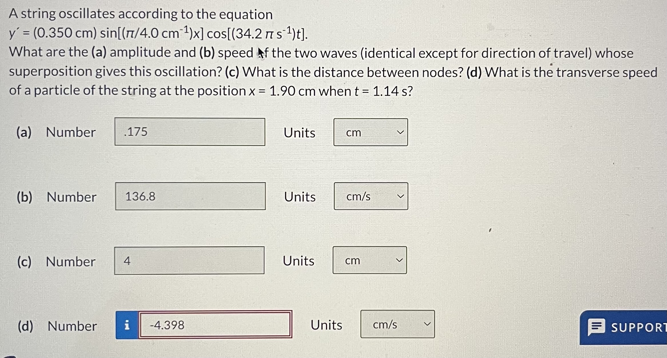 Solved A string oscillates according to the | Chegg.com