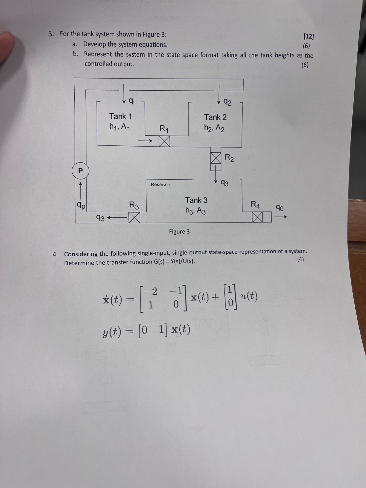 Solved For the tank system shown in Figure 3:[12]a. ﻿Develop | Chegg.com