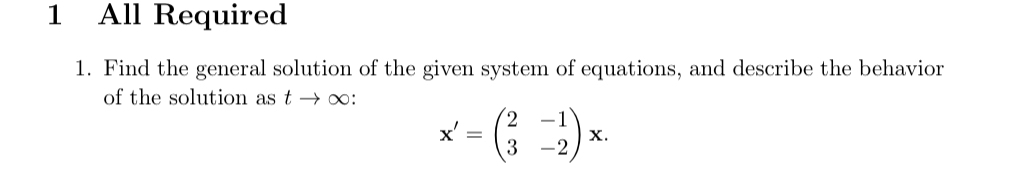 Solved 1 ﻿All RequiredFind the general solution of the given | Chegg.com