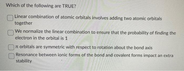 Solved Which of the following are TRUE? Linear combination | Chegg.com
