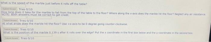 Solved Rolling Marble on Table Top Points:4 A marble is | Chegg.com