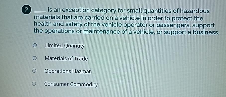 Solved ? ﻿is an exception category for small quantities of | Chegg.com