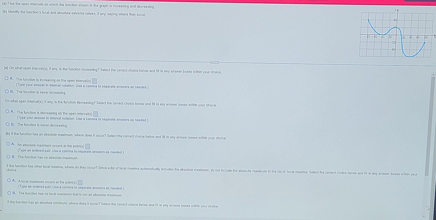 Solved (a) Find the open intervals on which the function | Chegg.com