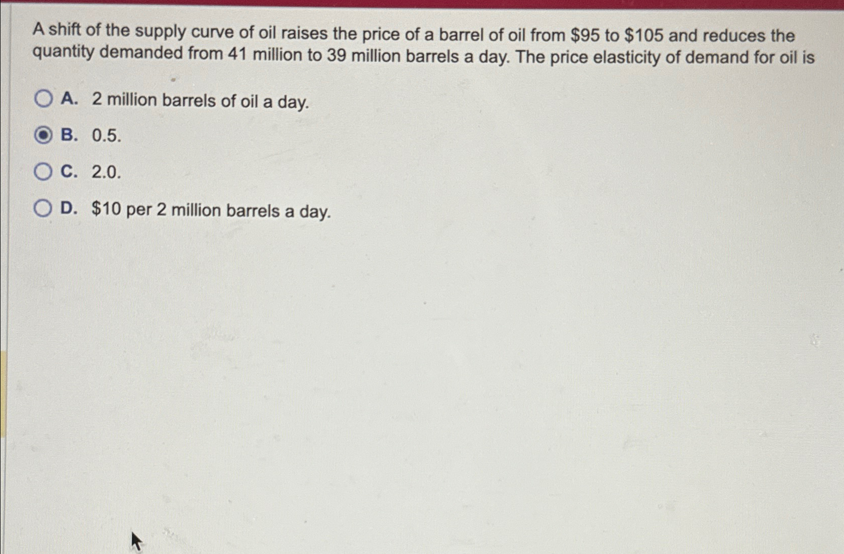 Solved A shift of the supply curve of oil raises the price | Chegg.com