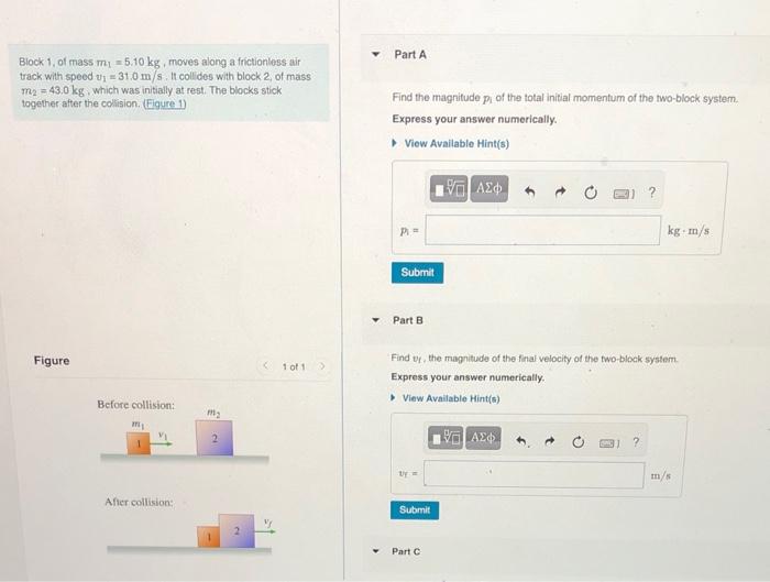 Solved Block 1 Of Mass M1 5 10 Kg Moves Along A