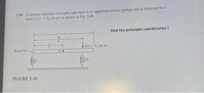 Solved 5.49 A uniform rigid bar of length / and mass m is | Chegg.com