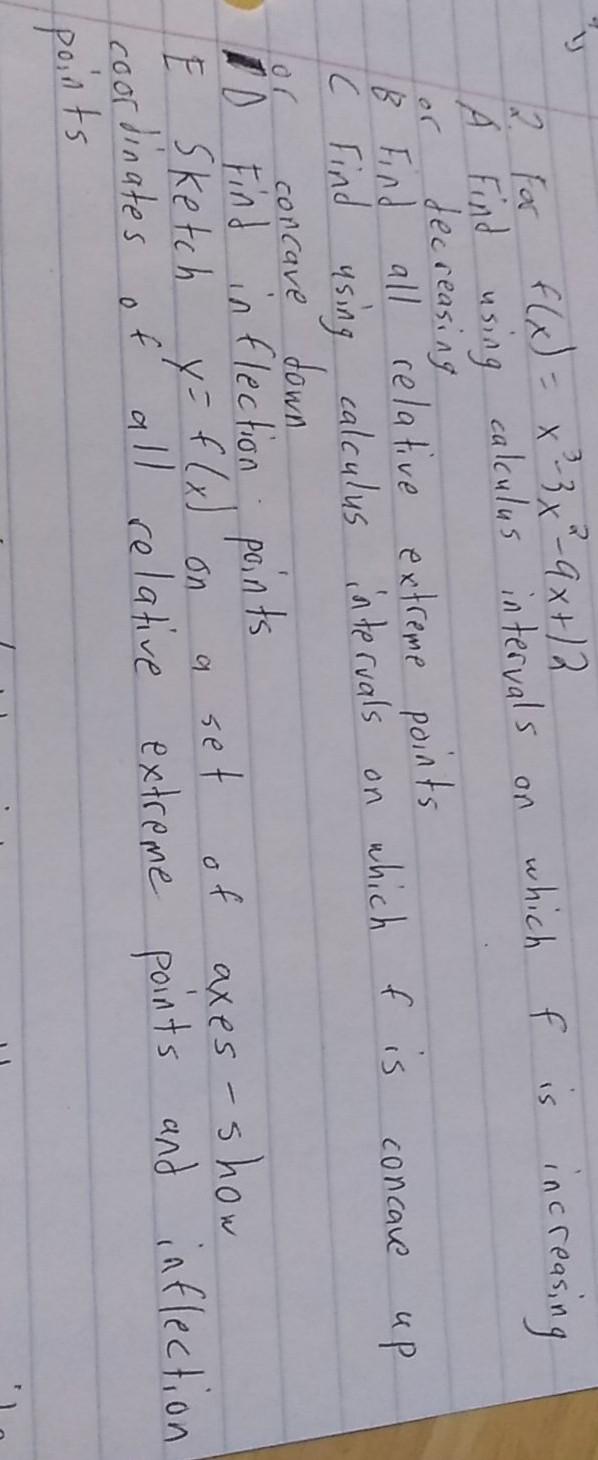 Solved Increasing 4 Concave 2 For F X X 3x Ax 12 Wh Chegg Com