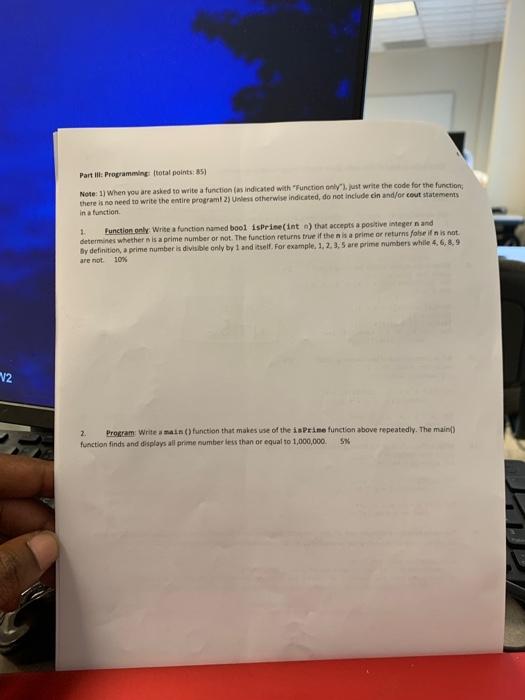 Solved Part I: Programming (total points:85) Note: 1) When | Chegg.com