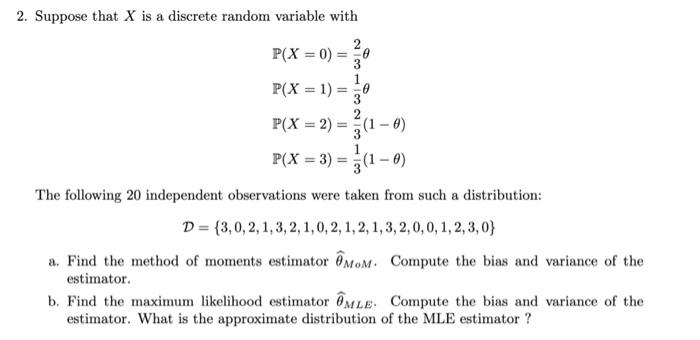 Solved 2. Suppose that X is a discrete random variable with | Chegg.com