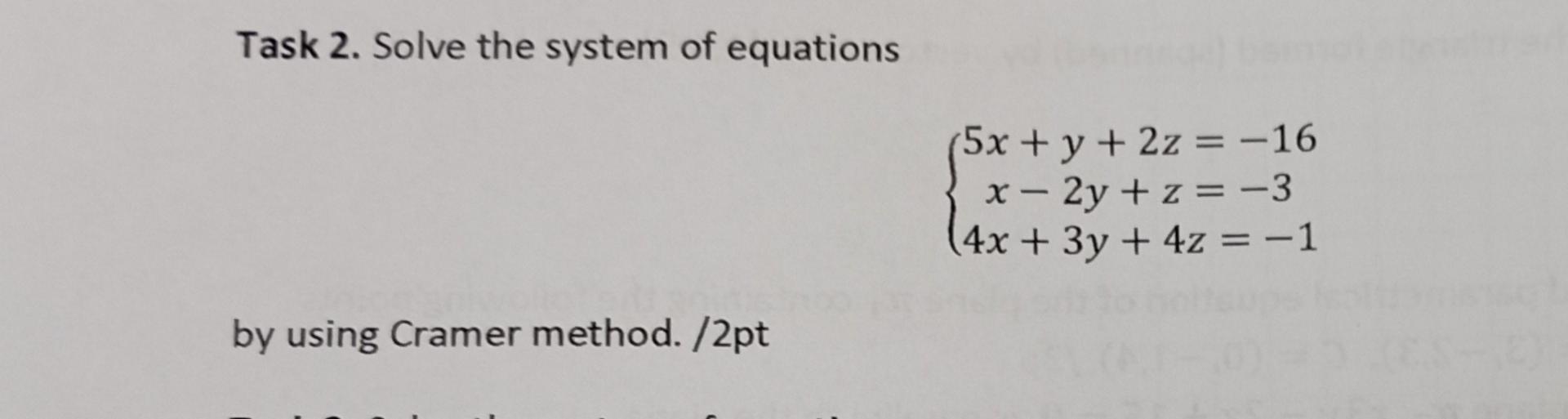 Solved Task 2. Solve the system of equations | Chegg.com