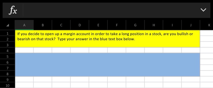 fx i If you decide to open up a margin account in order to take a long position in a stock, are you bullish or bearish on tha