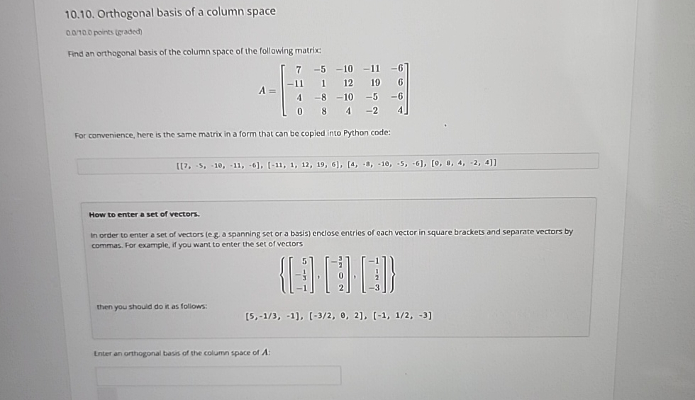 Orthogonal Basis For The Column Space Calculator