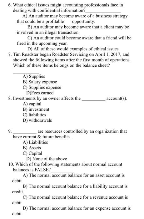 Solved 6. What ethical issues might accounting professionals | Chegg.com