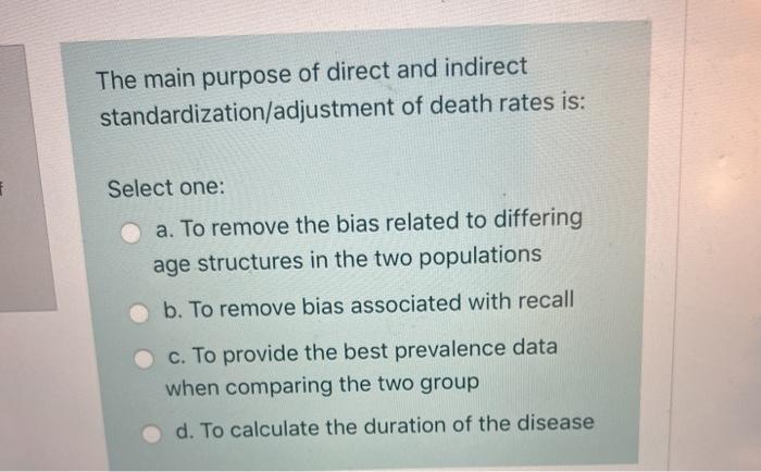 Solved The main purpose of direct and indirect | Chegg.com