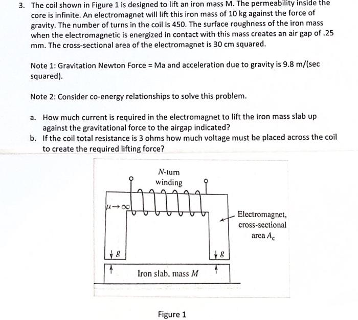 Solved 3. The coil shown in Figure 1 is designed to lift an | Chegg.com