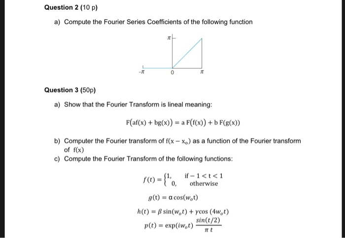 Question 2 10p A Compute The Fourier Series Chegg Com