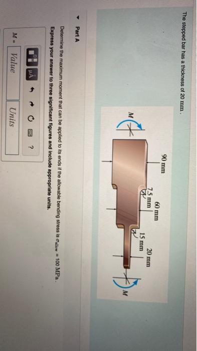 Solved The Stepped Bar Has A Thickness Of 20 Mm. 90 Mm 60 Mm | Chegg.com