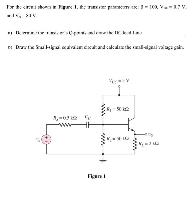 Solved For the circuit shown in Figure 1 , the transistor | Chegg.com