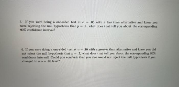Solved fidence Intervals and Hypothesis Tests II (answer | Chegg.com