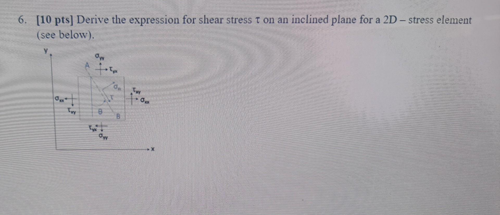 Solved 6. [10pts] Derive the expression for shear stress τ | Chegg.com