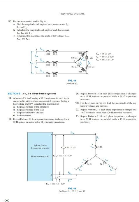 POLYPHASE SYSTEMS PROBLEMS SECTION 5 Y-Connected | Chegg.com