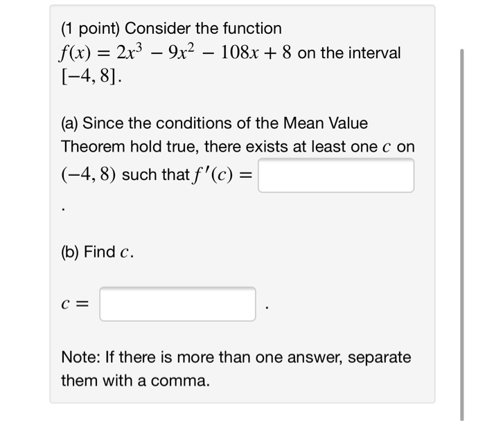 Solved (1 point) Consider the function f(x) = x2 - 4x + 7 on | Chegg.com