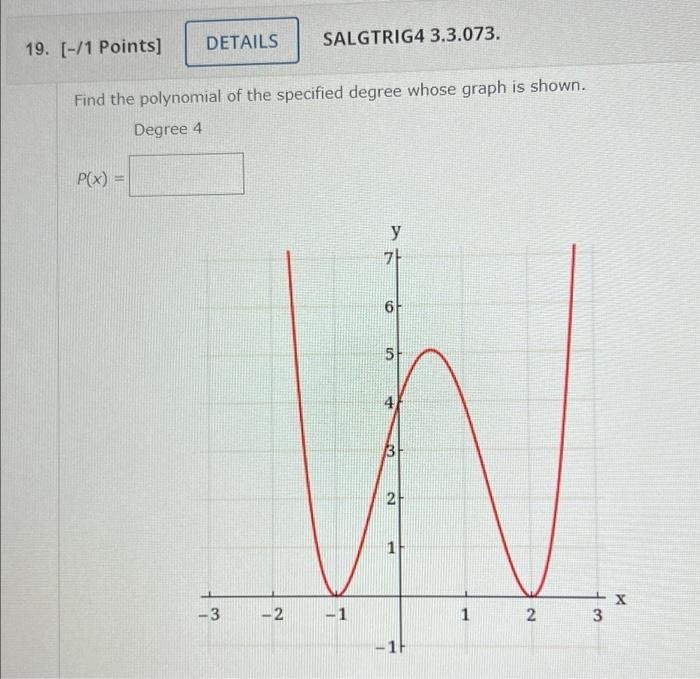 Solved Find a polynomial of the specified degree that has | Chegg.com