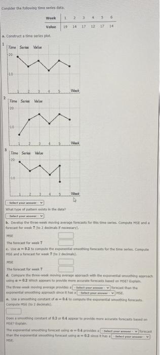 Solved Consider the following time series dat Week 1 Value | Chegg.com