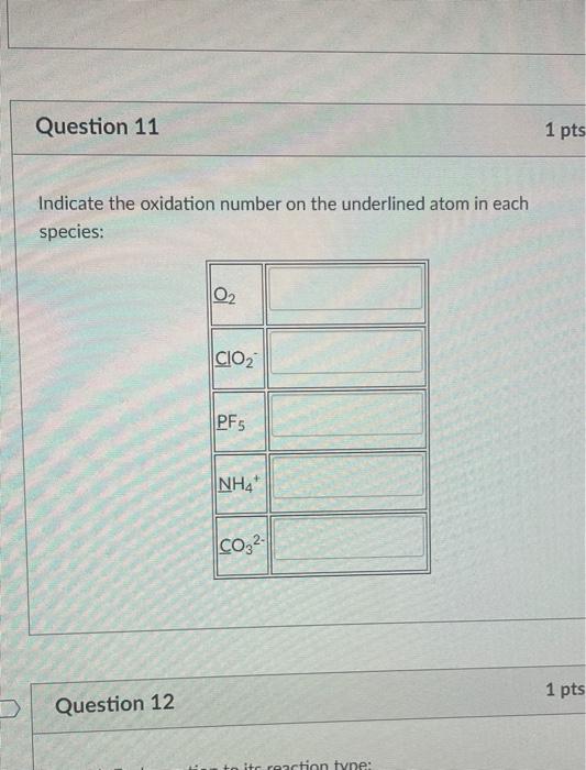 Solved Indicate The Oxidation Number On The Underlined Atom