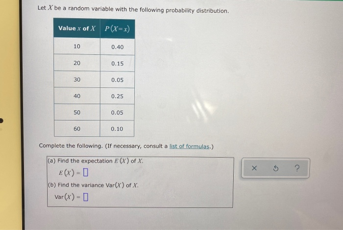 Solved Let X be a random variable with the following | Chegg.com