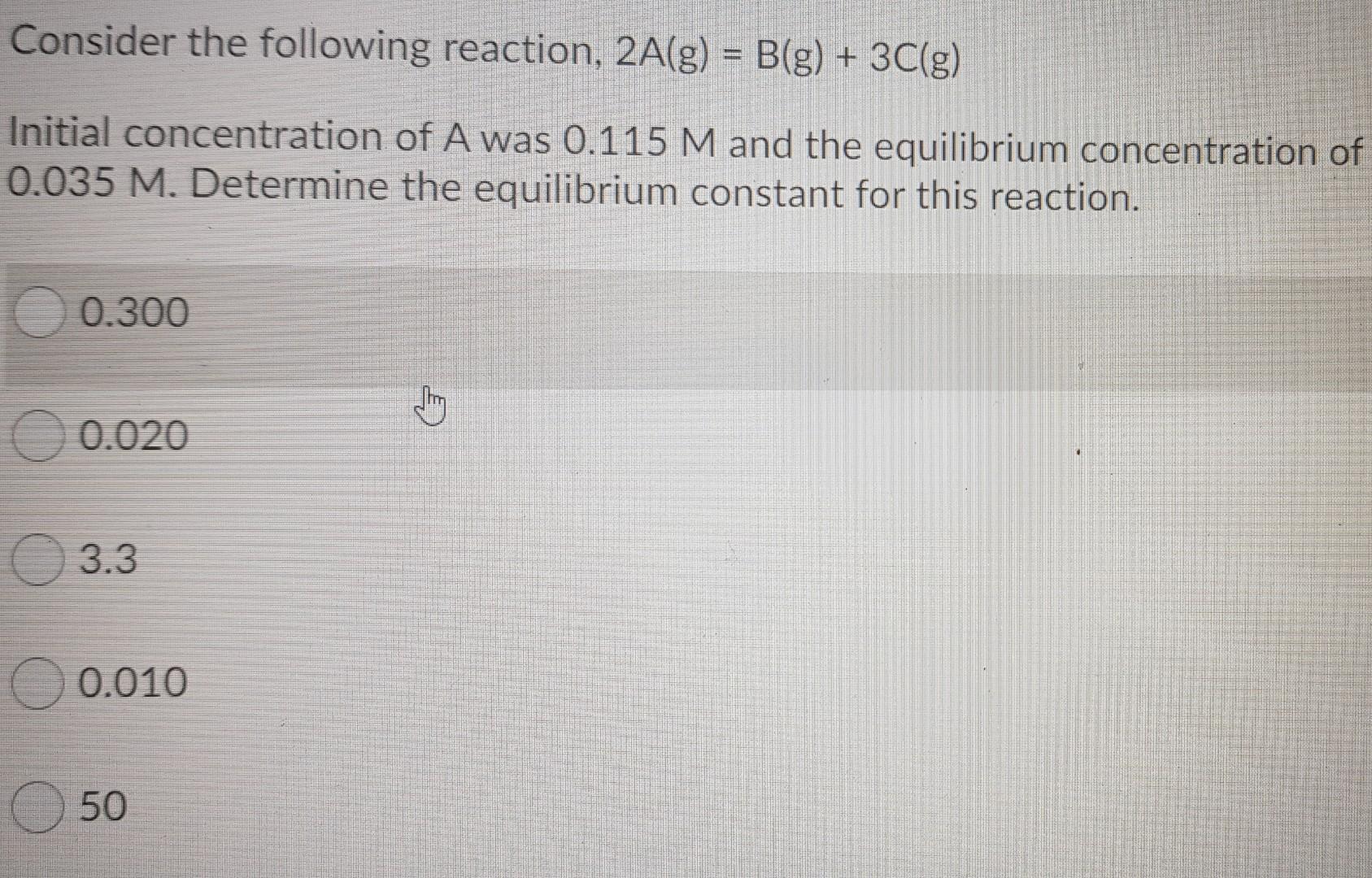 Solved Consider The Following Reaction, 2A(g) = B(g) + 3C(g) | Chegg.com