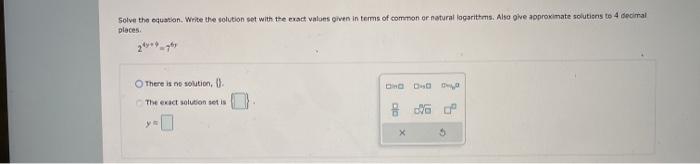 Solved Solve the equation. Write the solution set with the | Chegg.com