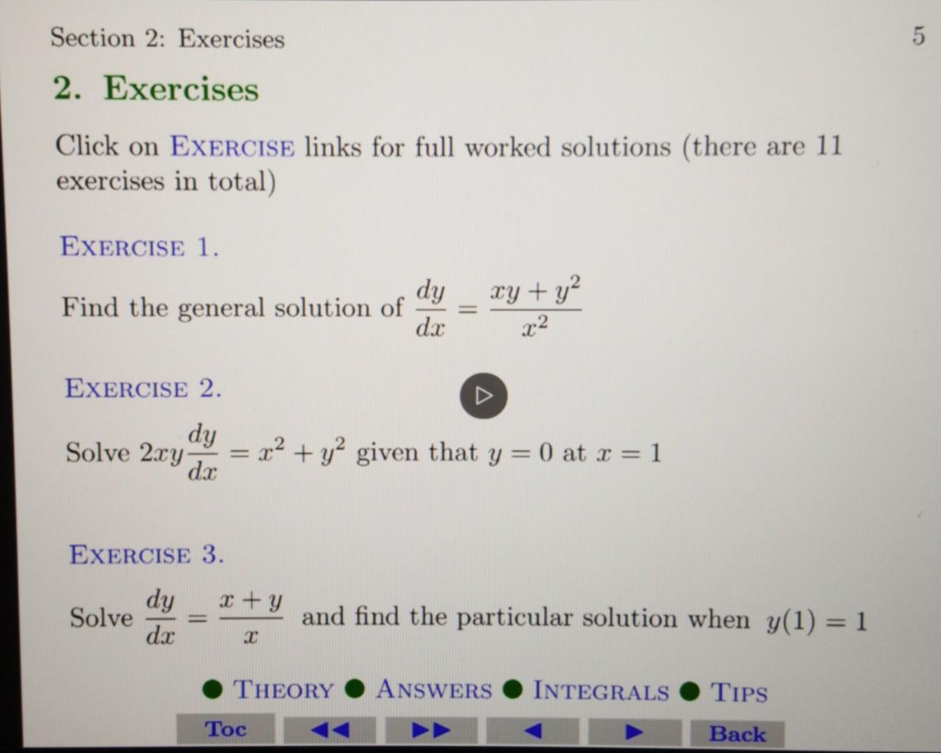 Solved Section 2: Exercises 5 2. Exercises Click on EXERCISE | Chegg.com