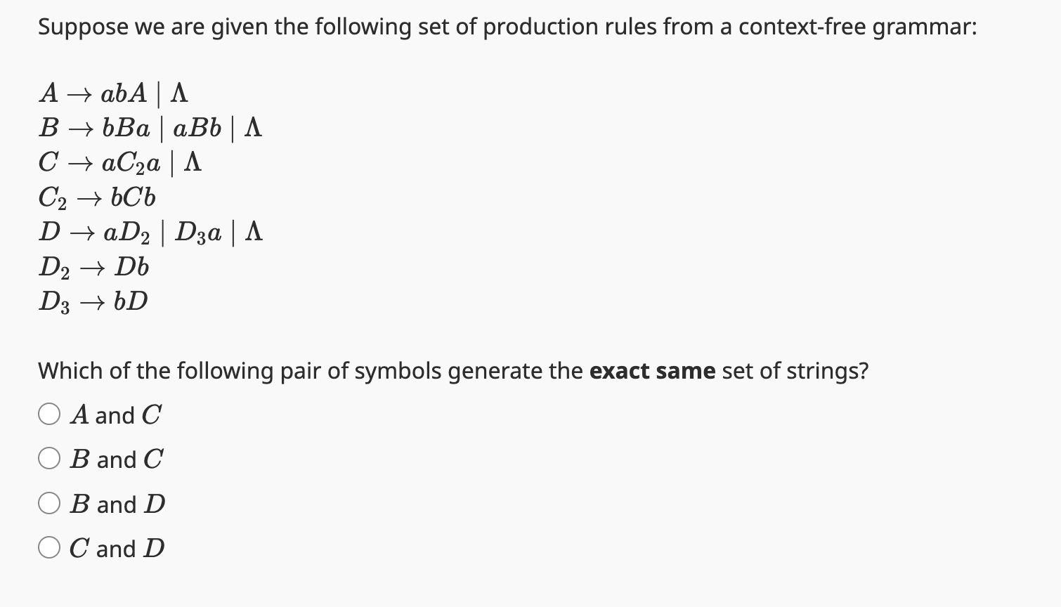Solved Suppose we are given the following set of production | Chegg.com