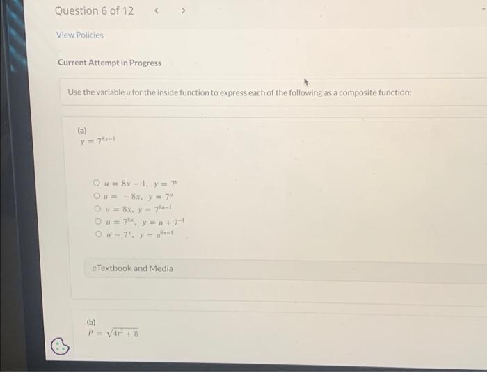 Solved Use the variable u for the inside function to express | Chegg.com