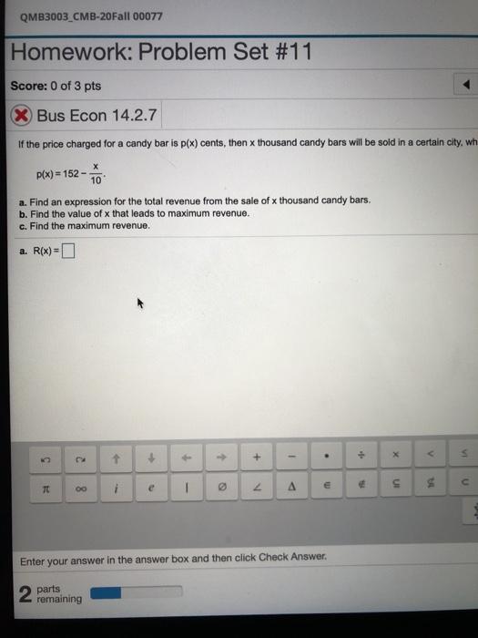 QMB3003_CMB-20Fall 00077 Homework: Problem Set #11 | Chegg.com