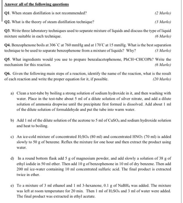 Solved Answer all of the following questions Q1. When steam | Chegg.com