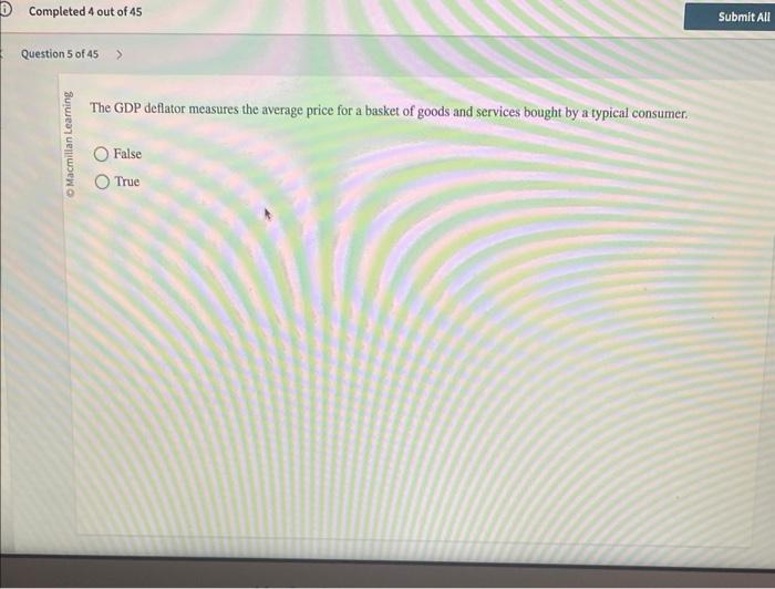 Solved The GDP deflator measures the average price for a | Chegg.com