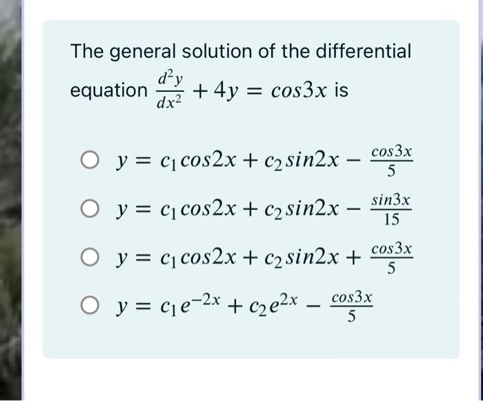 Solved The complementary function of the differential | Chegg.com