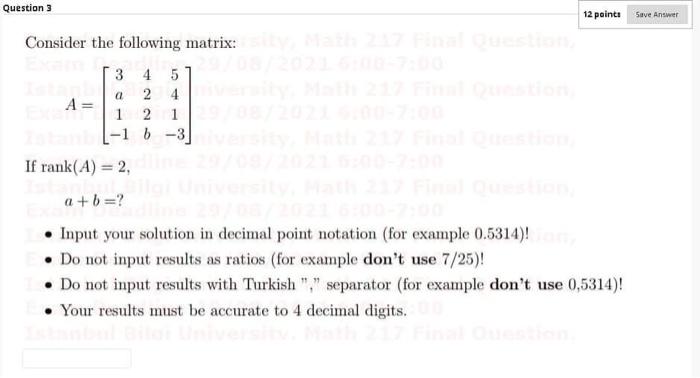 Solved Question 3 12 points Save Answer Consider the | Chegg.com