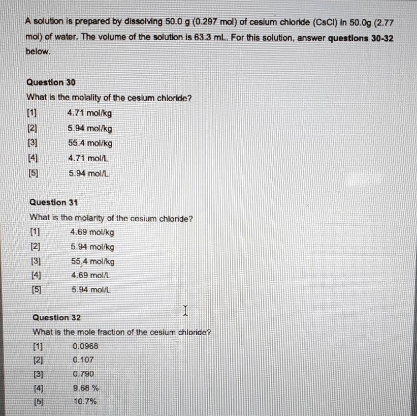 Solved A solution is prepared by dissolving 50.0 g (0.297 | Chegg.com