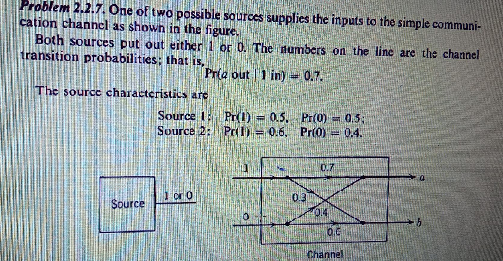 Solved Problem 2.2.7. One of two possible sources supplies | Chegg.com