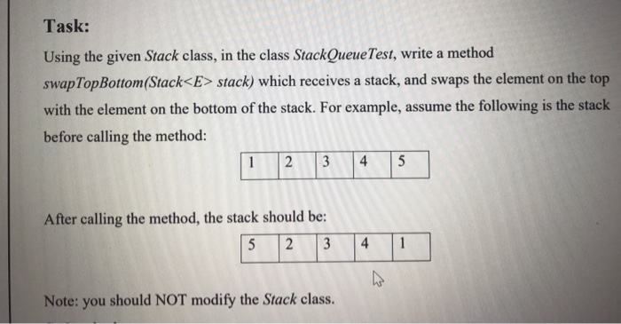 Solved Task: Using the given Stack class, in the class | Chegg.com
